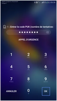 Entrer Code PUK